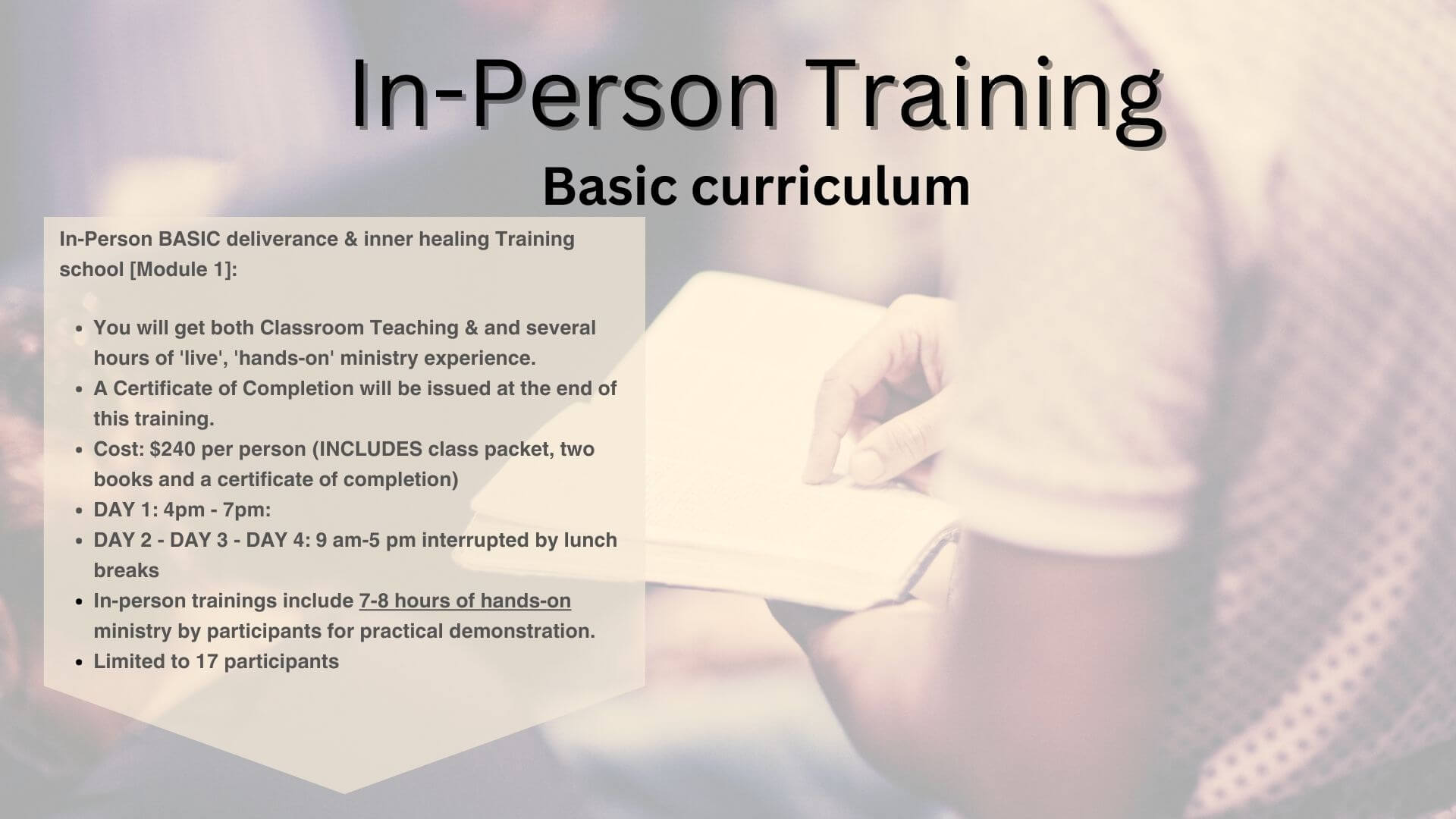 In-person trainings